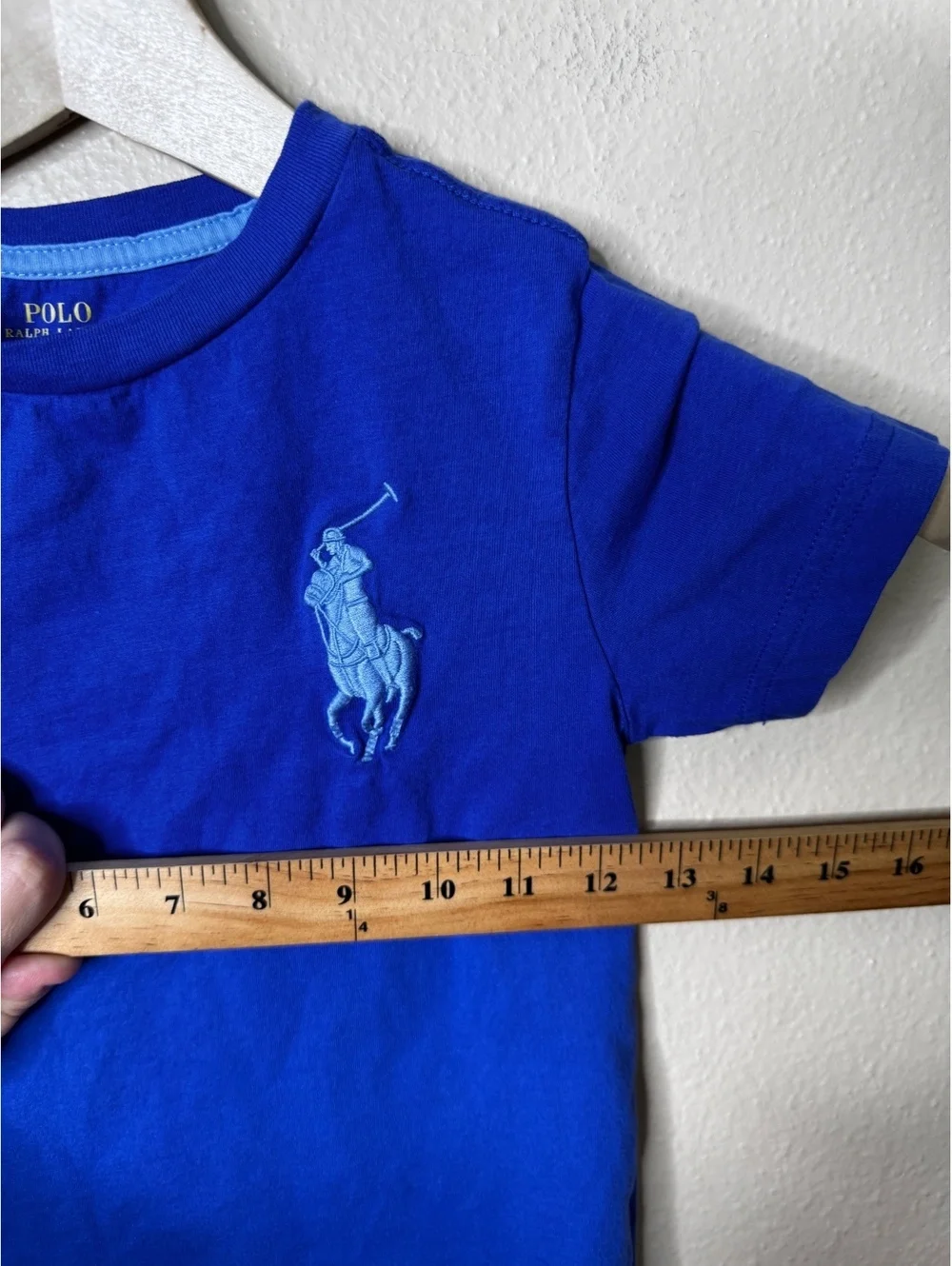Ralph Lauren Shirt Boys 5 Blue Big Pony Logo Tee 3 Arm Patch